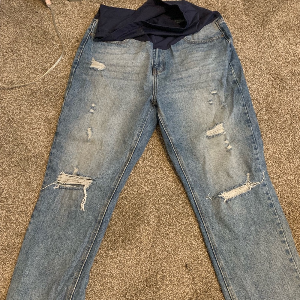 PinkBlush Distressed Raw Hem Maternity Jeans